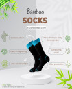 Unisex EU 38-46 Anti-Odor Black Socks Colorful Cuffs Premium Bamboo Crew Socks Super Soft 6 Pairs